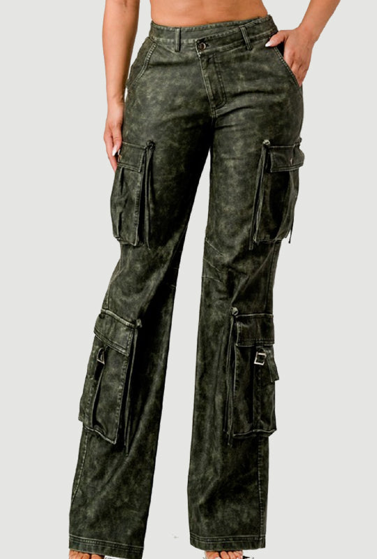 Acid Washed Cargo Pants